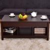Coffee Table with Hidden Storage Space Brown Wood Lift Top