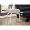 End Table 1 Drawer Nightstand Beige Marble Gold Legs