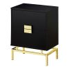 NightStand End Table Cappuccino with Gold Metal Legs
