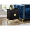 NightStand End Table Cappuccino with Gold Metal Legs