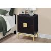 NightStand End Table Cappuccino with Gold Metal Legs
