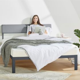 Platform Bed Wooden Slats Metal Headboard Platform