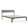 Platform Bed Wooden Slats Metal Headboard Platform