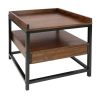 End Table Nightstand In Mocha Brown And Black Finish 1-Drawer Solid Wood