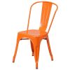 Dining Chairs Set of 4 Indoor Outdoor Orange Metal Stacking Bistro