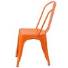 Dining Chairs Set of 4 Indoor Outdoor Orange Metal Stacking Bistro