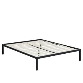 Platform Bed Frame with Wood Slats Queen size Steel Metal