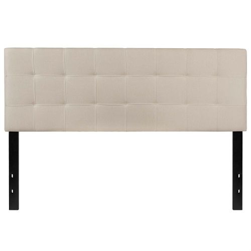 Headboard Queen size Beige Taupe Fabric Upholstered Panel
