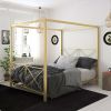 Canopy Bed Frame with Headboard and Footboard Queen Size