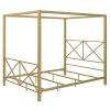 Canopy Bed Frame with Headboard and Footboard Queen Size