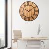 Wall Clock Farmhouse Wood Metal  Round 30-inch Roman