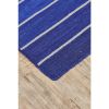 Area Rug 8' x 11' Striped Hand-Tufted Wool/Cotton Blue