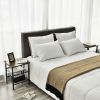 Side Table Nightstand with Medium Wood Finish Top and Mesh Shelves