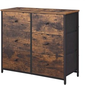 Wood Top Farmhouse Lightweight 6 Drawer Dresser