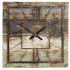 Wall Clock Industrial Style Square 27.5-inch Wood and Metal