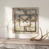 Wall Clock Industrial Style Square 27.5-inch Wood and Metal