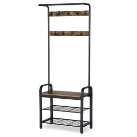 Entryway Hall Tree Coat Rack Shoe Storage Bench