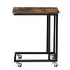 Side Table Nightstand TV Tray On Wheels Modern Industrial
