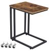 Side Table Nightstand TV Tray On Wheels Modern Industrial