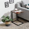 Side Table Nightstand TV Tray On Wheels Modern Industrial