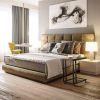 Side Table Nightstand TV Tray On Wheels Modern Industrial