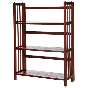 3-Shelf Folding Storage Bookcase in Walnut Wood Finish