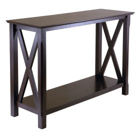 Sofa Table With Bottom Shelf Cappuccino Brown Wood Console