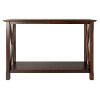 Sofa Table With Bottom Shelf Cappuccino Brown Wood Console