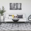 Convertible Sofa Futon with 2 Cup Holders White Faux Leather