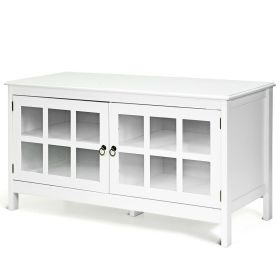 Entertainment Center TV Stand with Glass Panel Doors