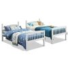 Bunk Bed With Ladder Wooden In White Wood Finish Twin Over Twin