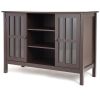 Sofa Tale Console Cabinet With Tempered Glass Panel Doors Brown Wood