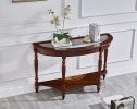 End Table with Storage Shelf Half Moon Glass