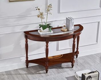 End Table with Storage Shelf Half Moon Glass