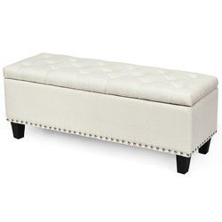 Ottoman Bench 48” Rectangular Fabric Storage