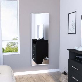 Shoe Rack With Mirror White Finish Wall Mounted