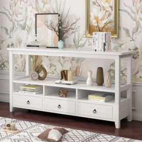 Console Table With 3 Drawers And Shelves