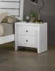 Nightstand White Finish 2 Drawer Storage
