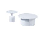 2 Pieces White MDF Round Coffee Table Set for Living Room, Bedroom