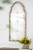 Framed Wall Mirror, Wood Arched Mirror with Decorative Window Look for Living Room, Bathroom, Entryway