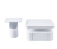 2 Pieces White MDF Square Coffee Table Set for Living Room, Bedroom