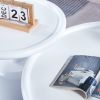2 Pieces White MDF Round Coffee Table Set for Living Room, Bedroom