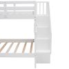 Stairway Full-Over-Full Bunk Bed with Storage and Guard Rail for Bedroom, Dorm, White color(OLD SKU :LP001110AAK)