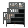 Stairway Twin-Over-Full Bunk Bed with Storage and Guard Rail for Bedroom, Gray color(OLD SKU :LP000019AAE)