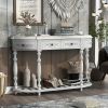 U_STYLE 52''Modern and Contemporary Curved Console Table Sofa Table Entryway Table for Hallway Living Room Bedroom with 4 Drawers and 1 Shelf