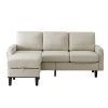 Upholstered Sectional Sofa Couch, L Shaped Couch With Storage Reversible Ottoman Bench 3 Seater for Living Room, Apartment, Compact Spaces, Fabric Bei