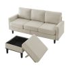 Upholstered Sectional Sofa Couch, L Shaped Couch With Storage Reversible Ottoman Bench 3 Seater for Living Room, Apartment, Compact Spaces, Fabric Bei