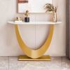 Modern Console Table, Exquisite shape design, Metal Frame with Adjustable foot pads for Entrance, Corridor, Living room & Office.(Gold)