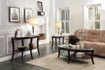 Rich Espresso Finish 1pc Sofa Table with Glass Inserted Top Curve Legs Lower Display Shelf Stylish Living Room Furniture