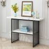 Entryway Table, Modern 42-Inch Console/Accent Table with Geometric Metal Legs, Faux Marble Narrow Wood Sofa,Foyer Table for Entrance, Living Room (Bla